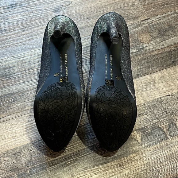 Chinese Laundry Glittery Silver Platform High Heel Ankle Boots / Size: 9 - Picture 6 of 6